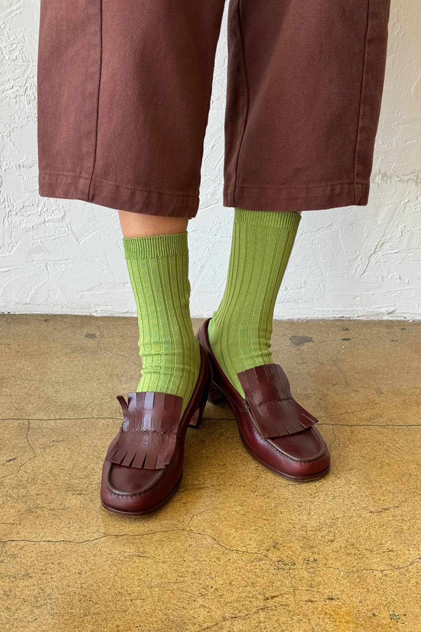 Her Socks - Mercerized Combed Cotton Rib: Cactus