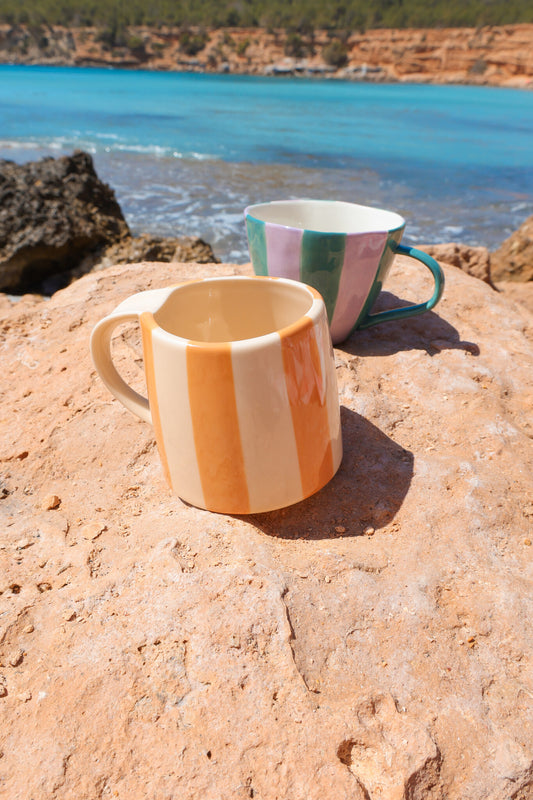 Striped Mug Orange Cream