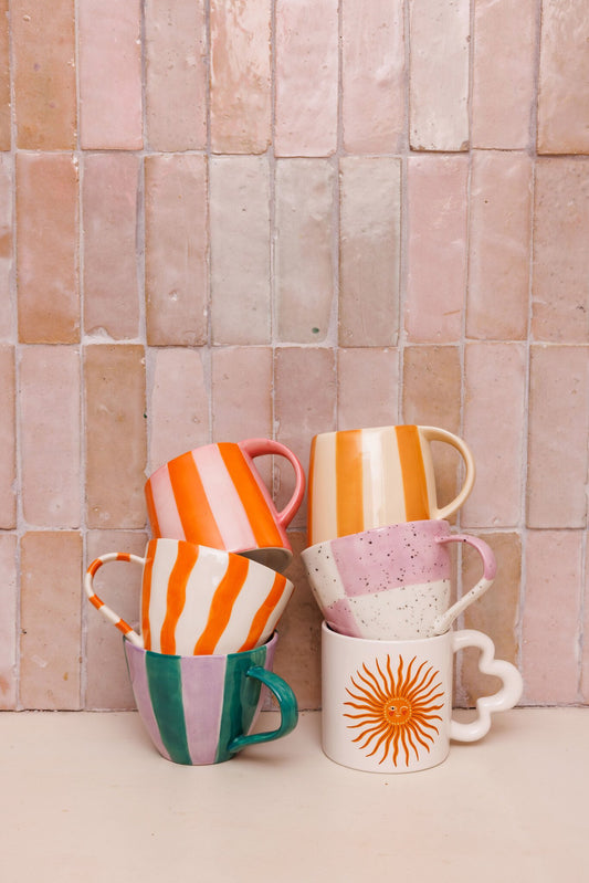 Purple White Check Mug