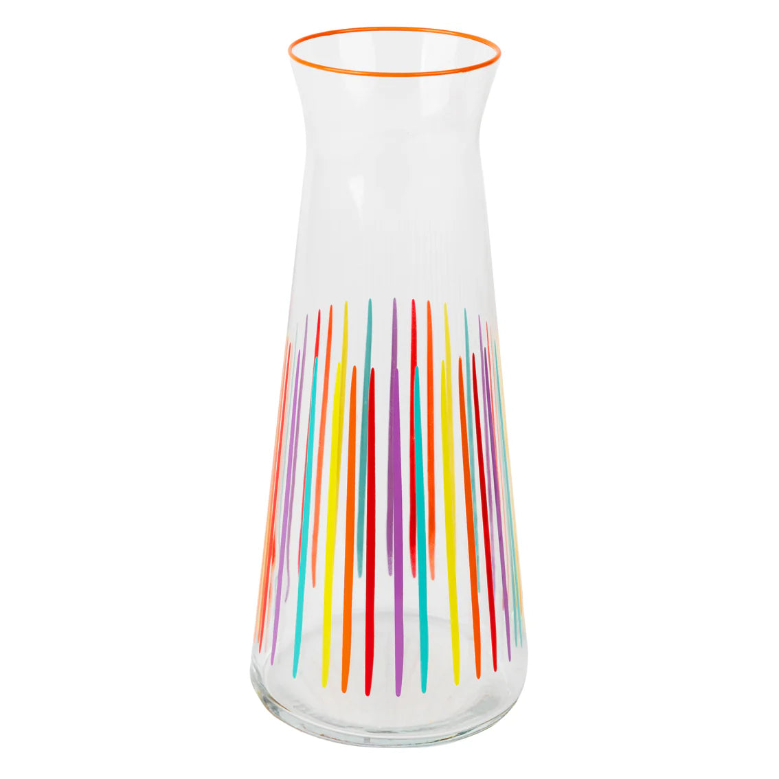 Bright Striped Multi-Coloured Glass Carafe -