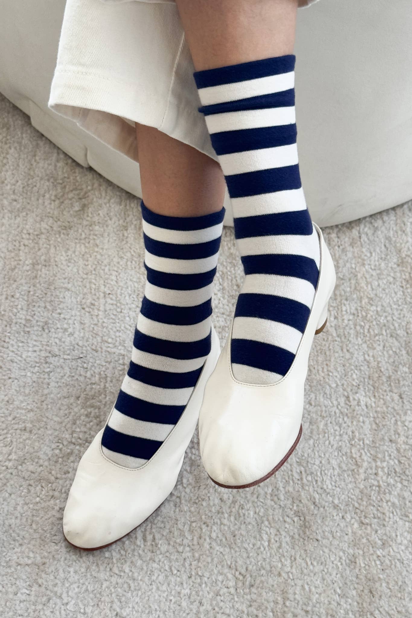 Wally Socks: Wide / Navy Stripe