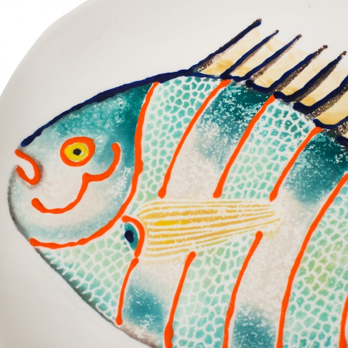 Blue Stripe Medium Oval Fish Platter