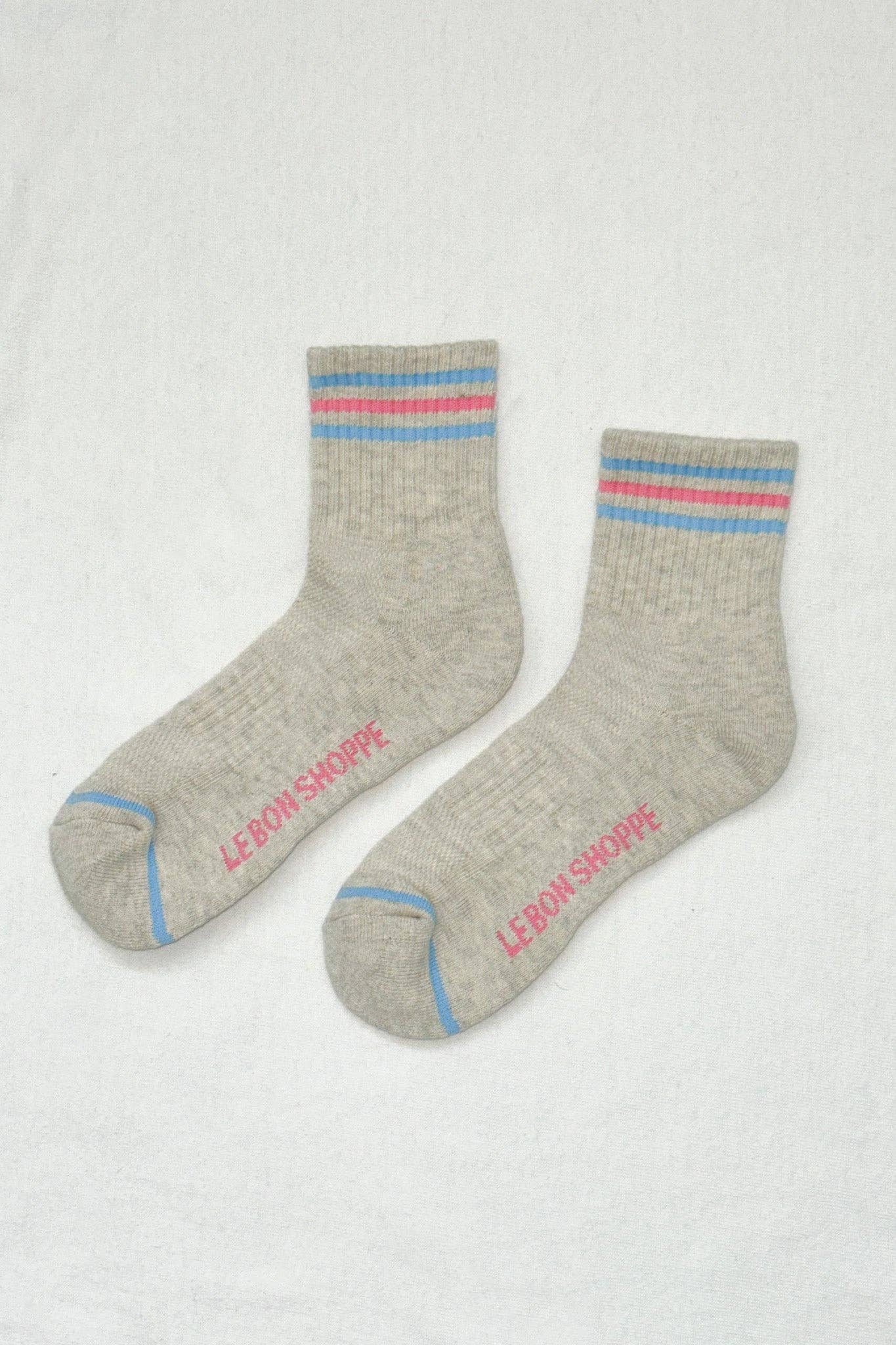 Girlfriend Socks : loop pop Bright Grey