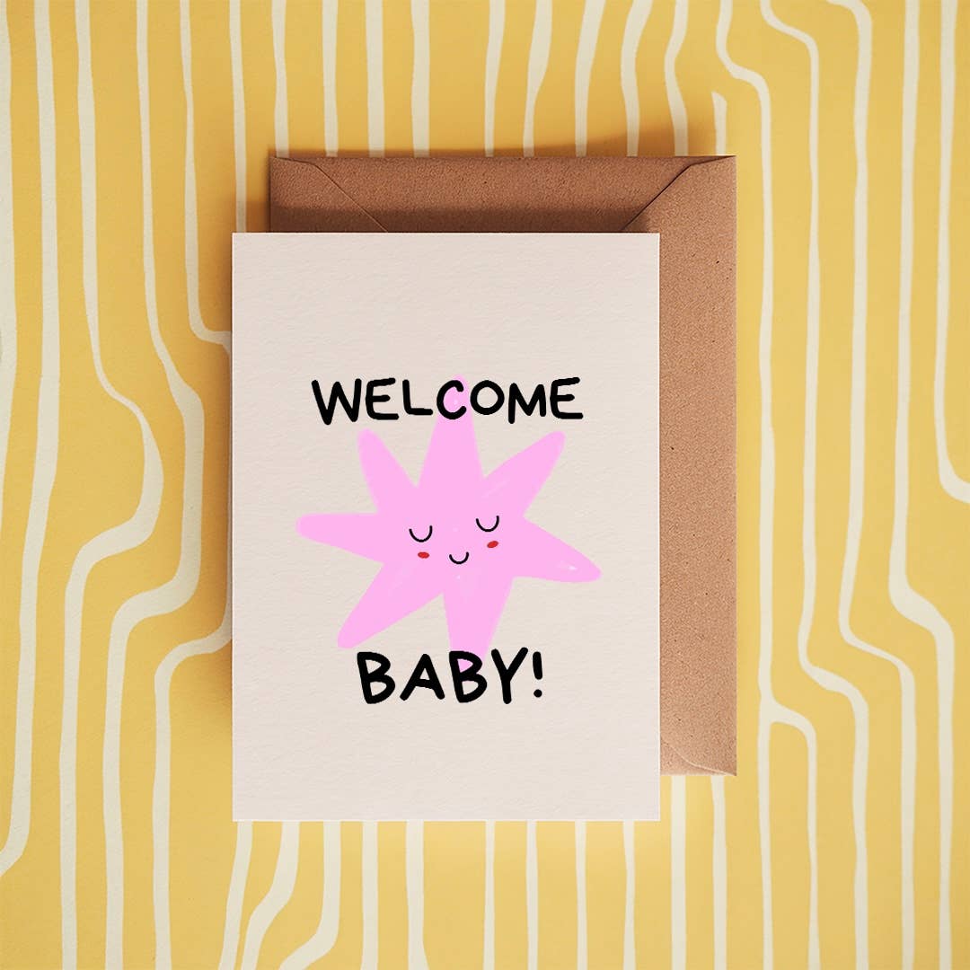Welcome baby new baby A6/5x7 Card: Naked (no cello or clasp) / A6