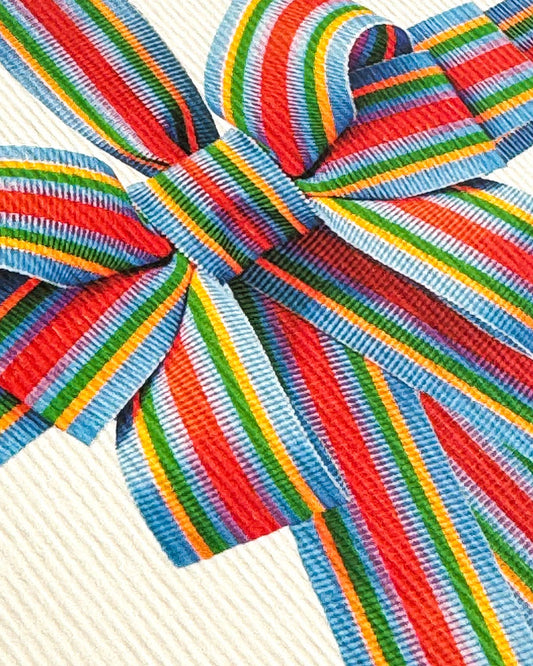 Candy Stripe Bow Greeting Card: Individual