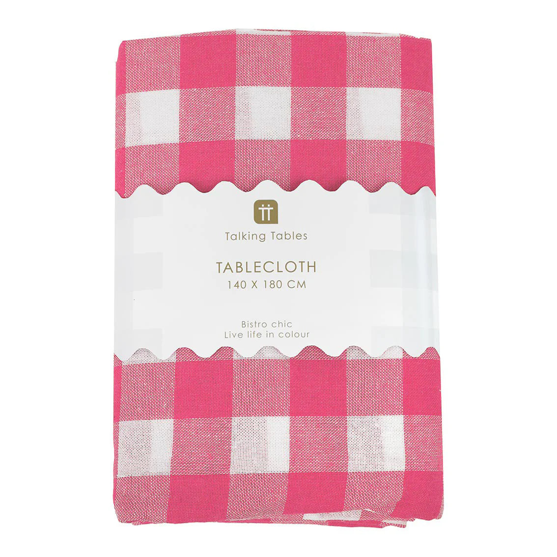 Pink & White Gingham Fabric Tablecloth
