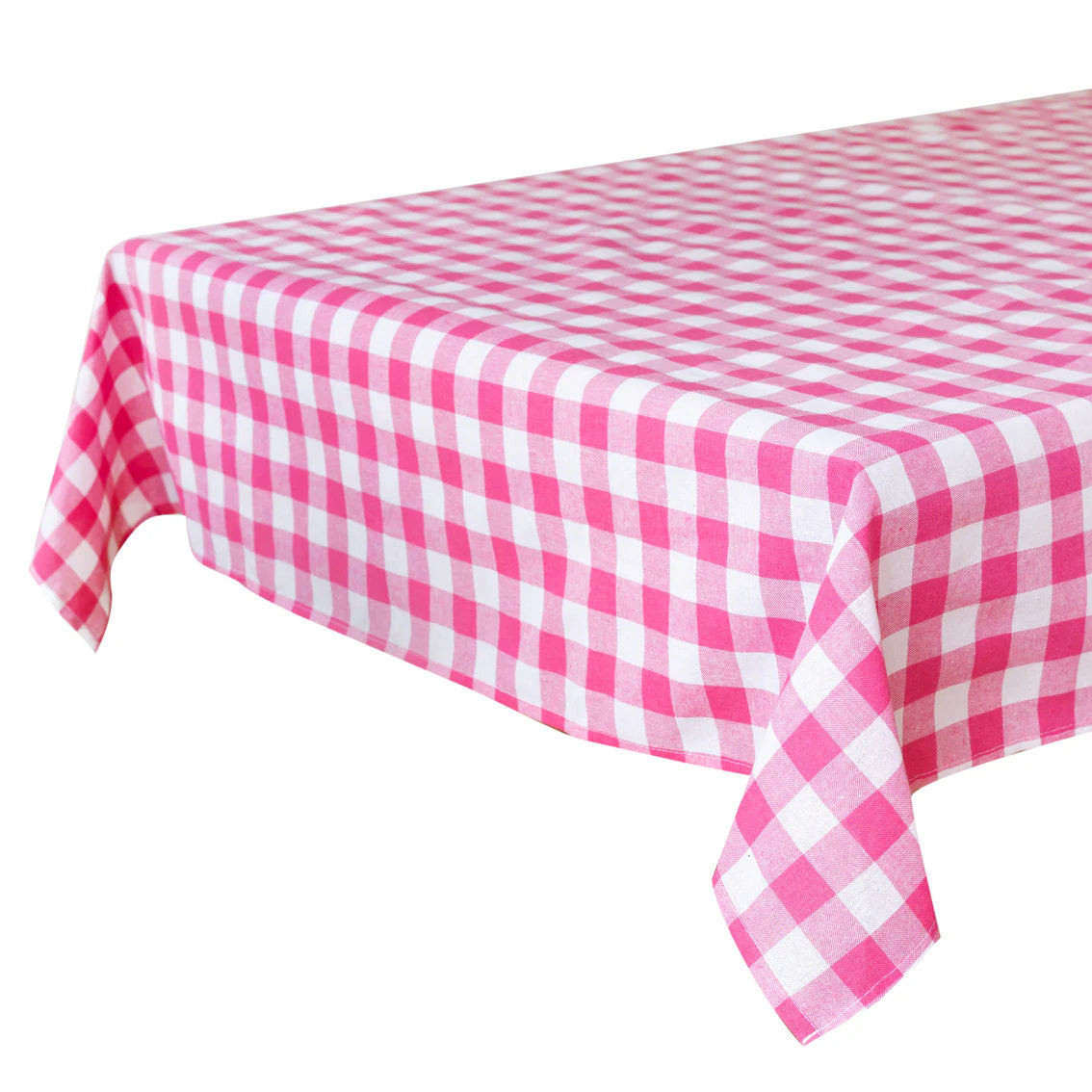 Pink & White Gingham Fabric Tablecloth
