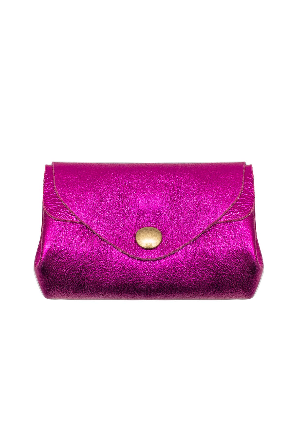 Small Leather purse: Fuchsia Metal