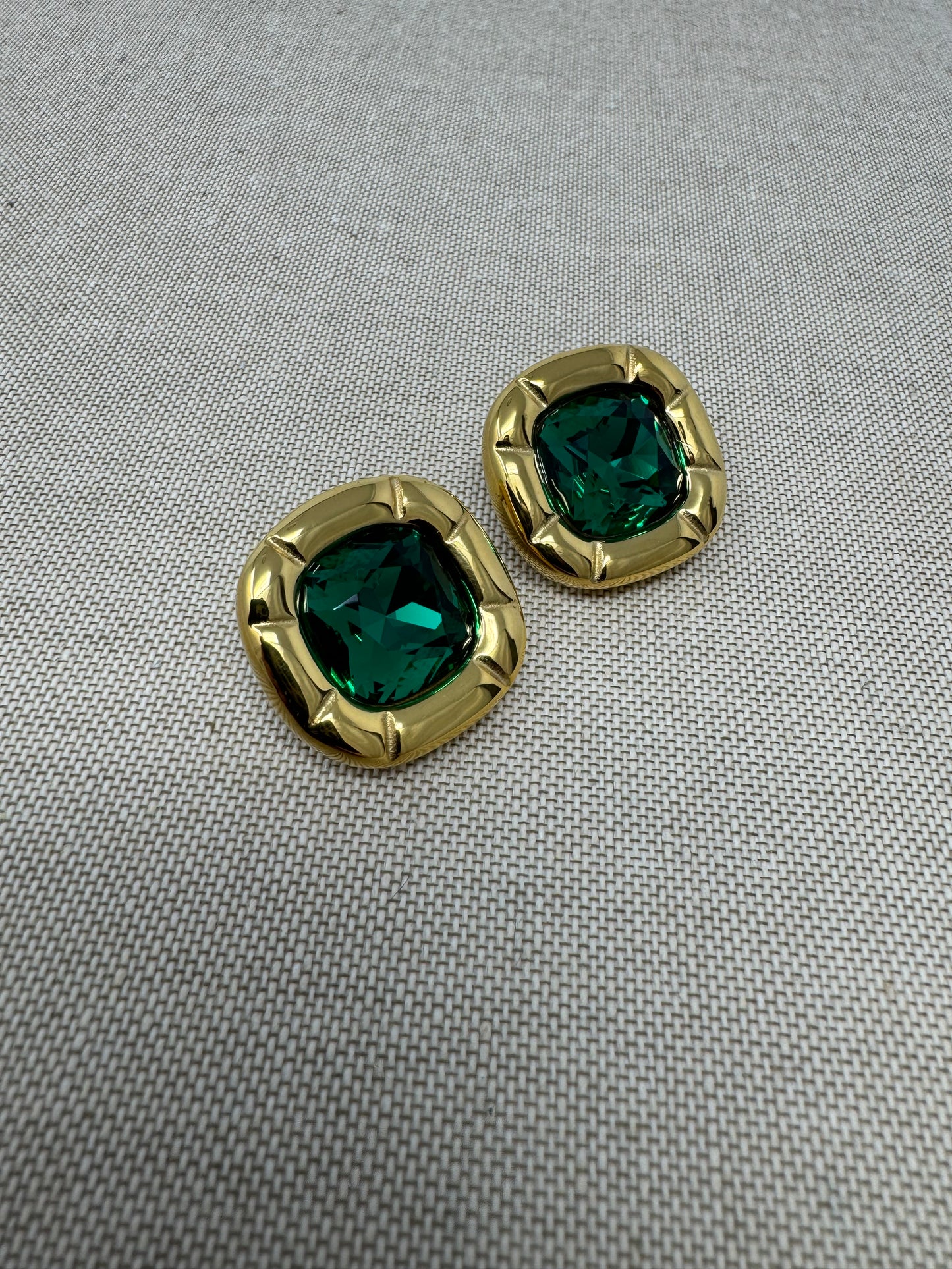 Sofia Chunky Gem Stone Earrings : Green