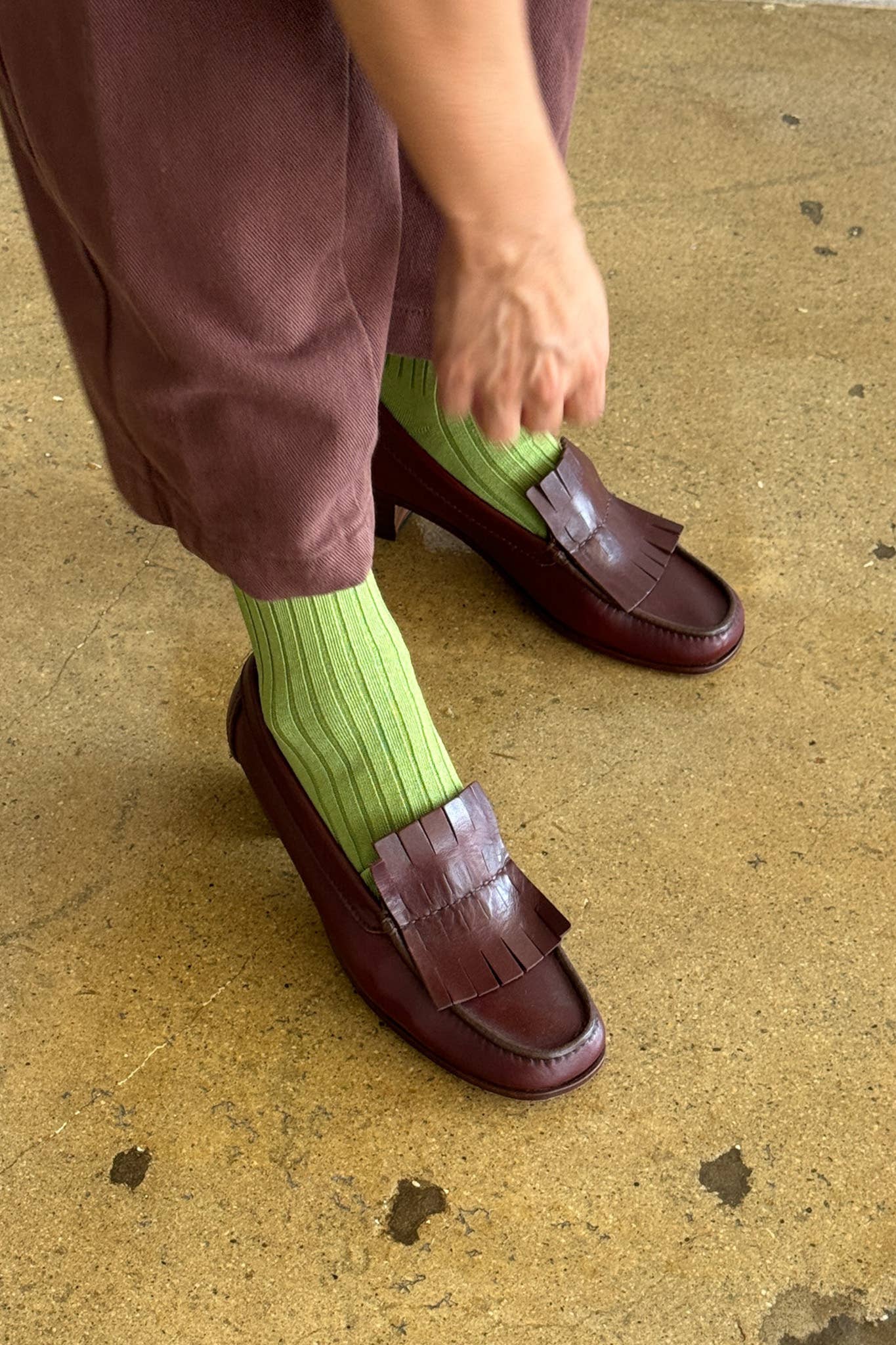 Her Socks - Mercerized Combed Cotton Rib: Cactus