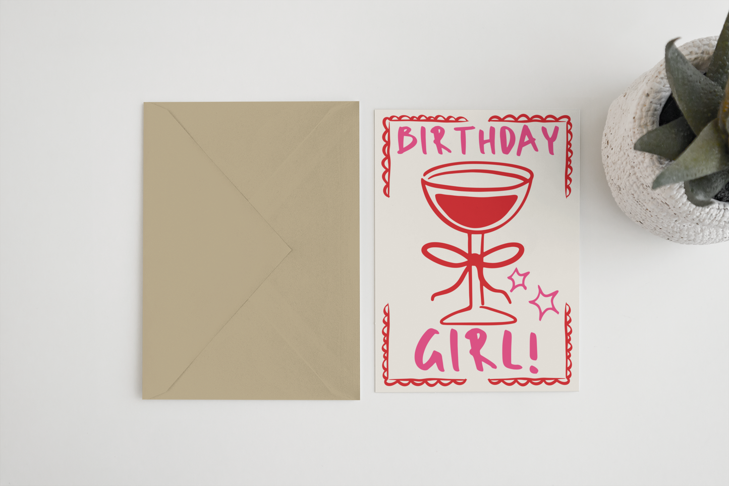 Birthday Girl A6/5x7 card: Cello Bag (Biodegradeable) / A6