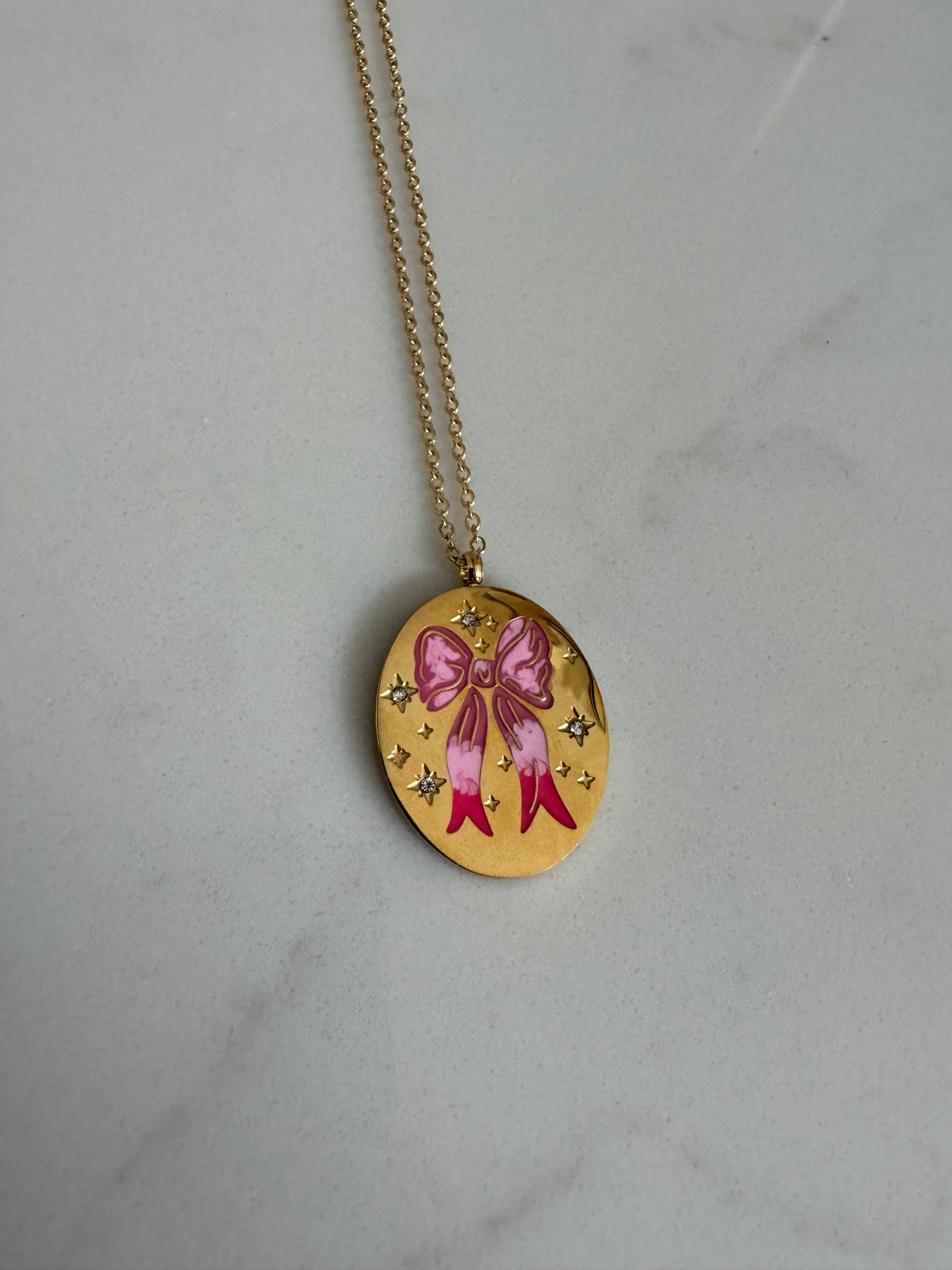 Pink Bow Necklace