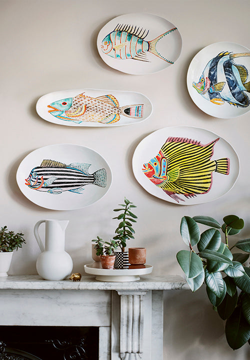 Blue Stripe Medium Oval Fish Platter