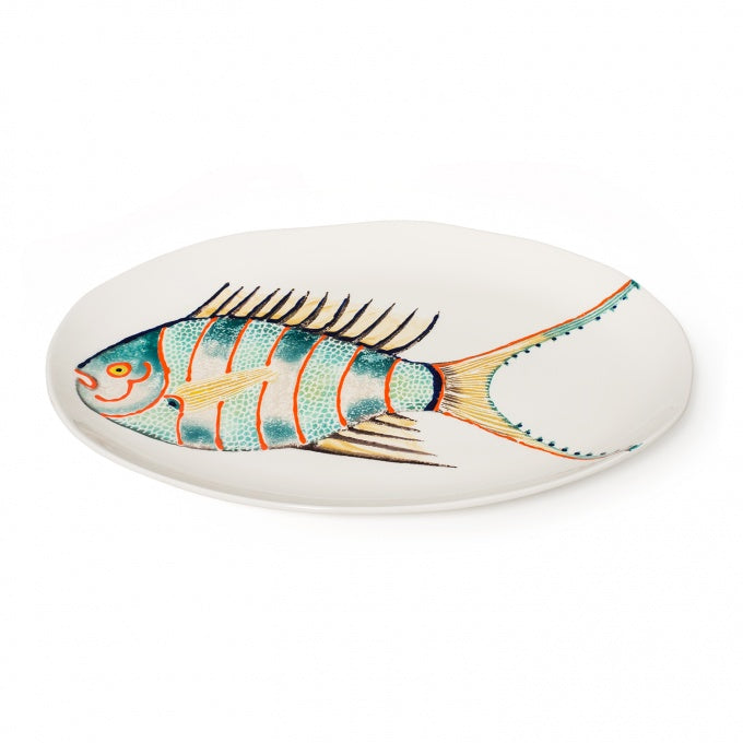 Blue Stripe Medium Oval Fish Platter