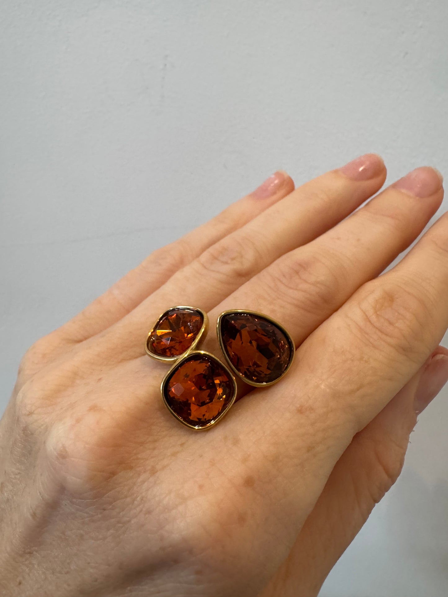 Amber Crystal Ring