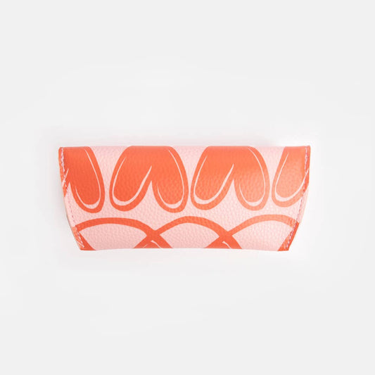 Pink/Orange Linked Hearts Flap Glasses Case