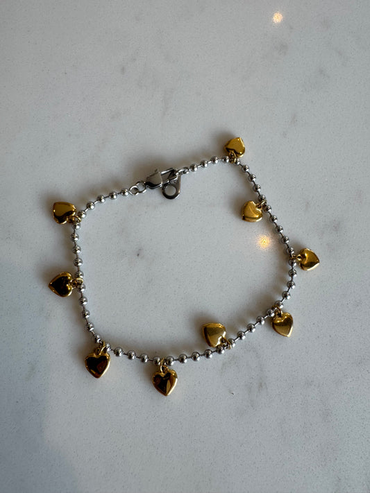 Mix metal heart bracelet