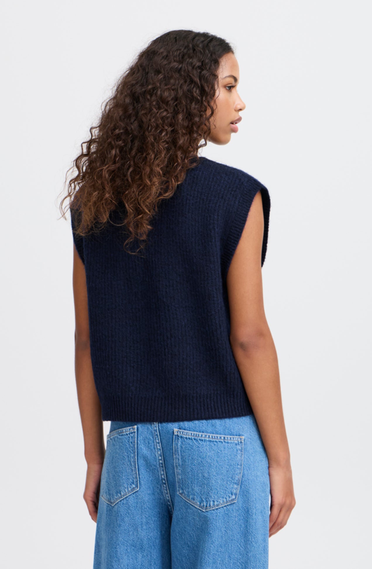 Navy Povoke Waistcoat