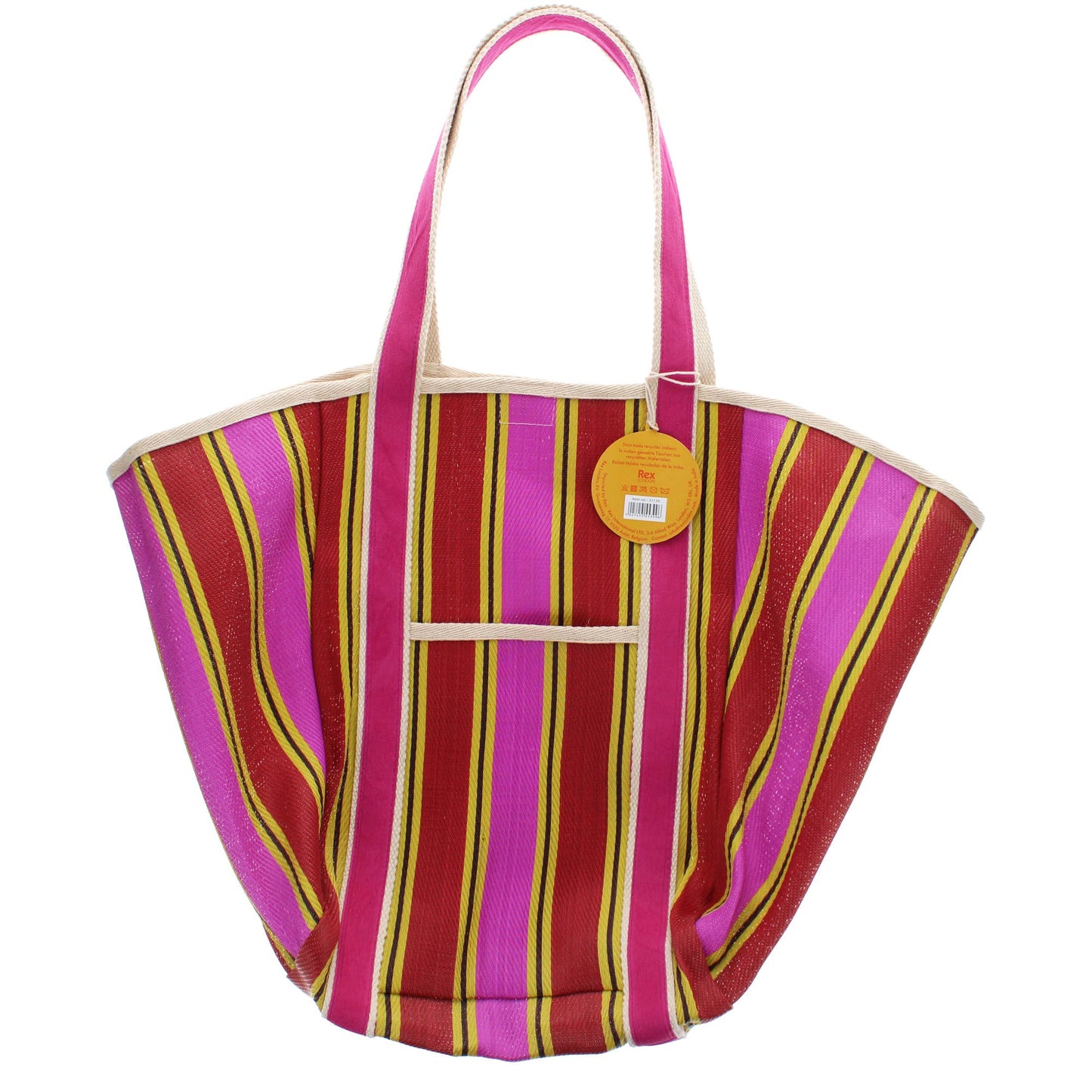 Recycled woven tote bag - Yellow, pink, red