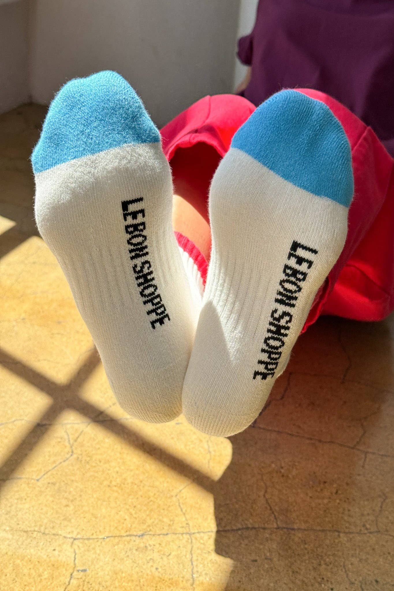 Color Block Girlfriend Socks : Blue Red