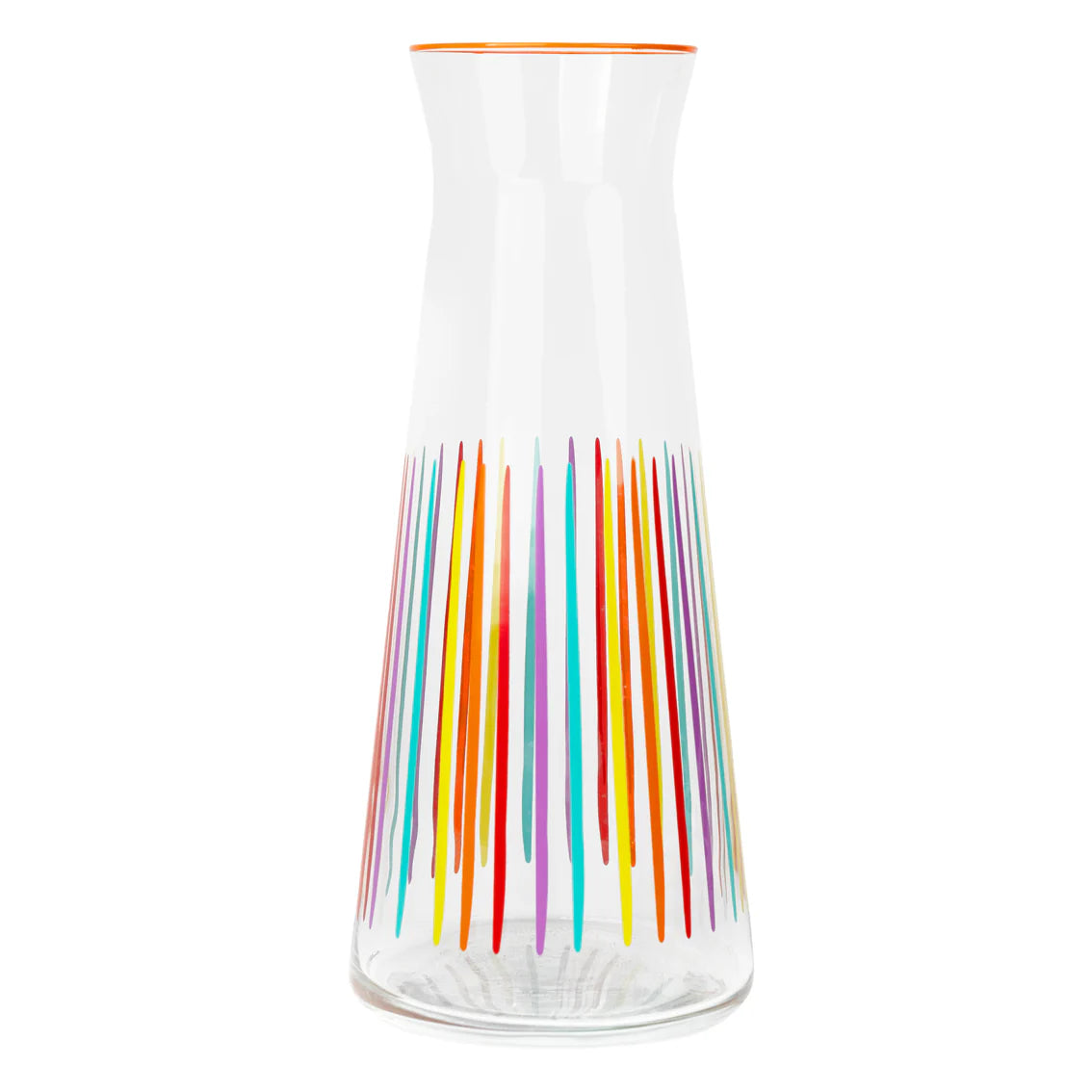 Bright Striped Multi-Coloured Glass Carafe -