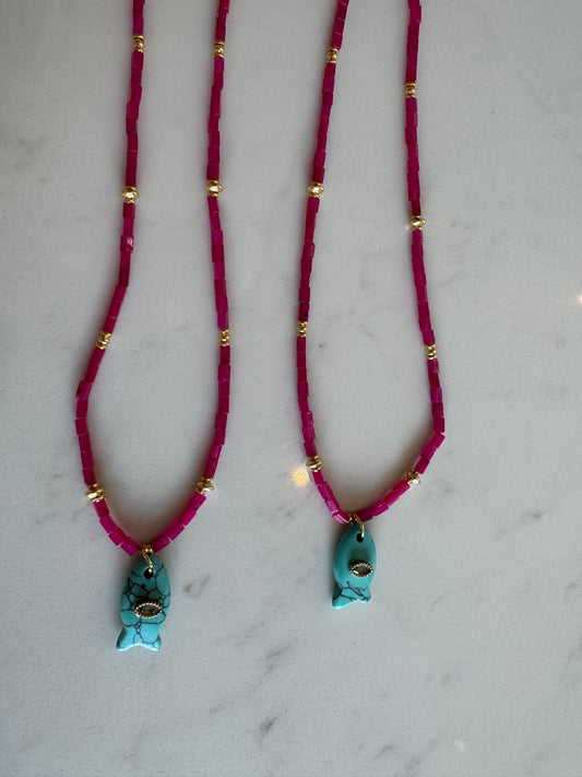 Pink Fish Charm necklace