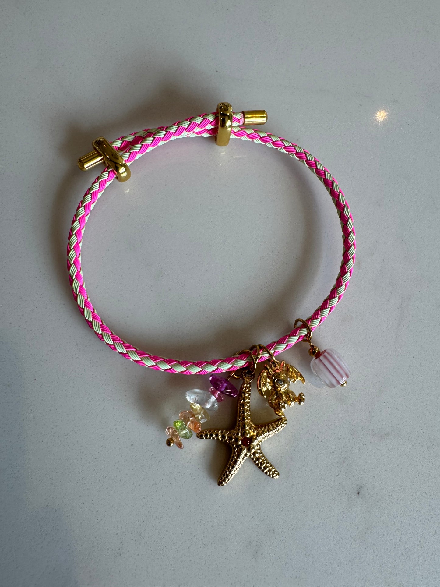 Pink paracord charm bracelet