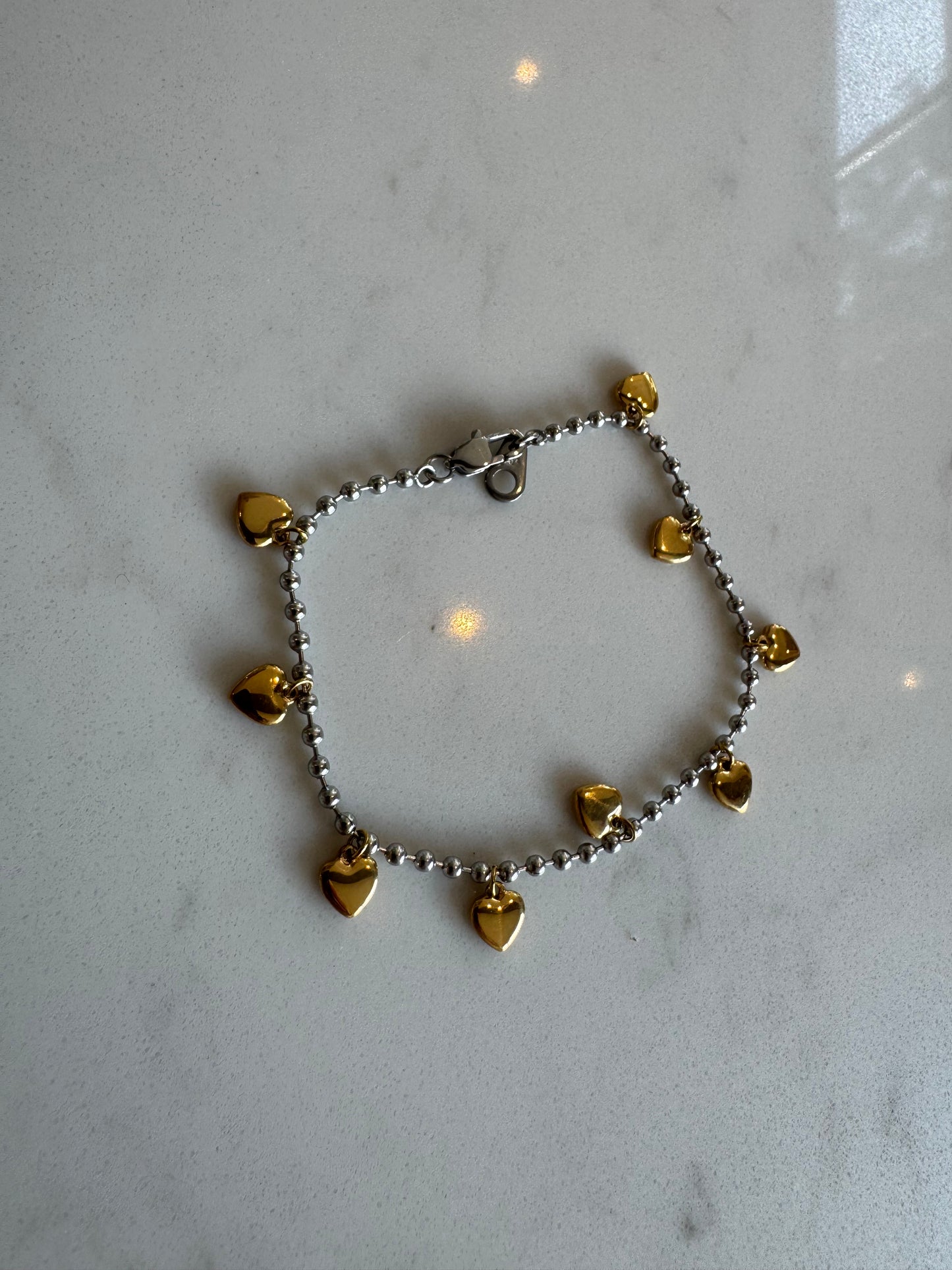 Mix metal heart bracelet