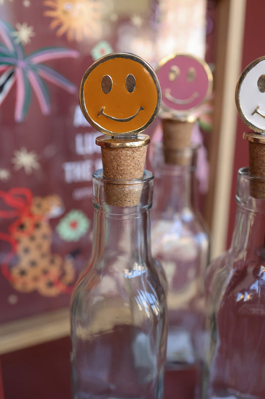 Bottle Stopper Smiley Yellow