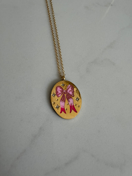 Pink Bow Necklace