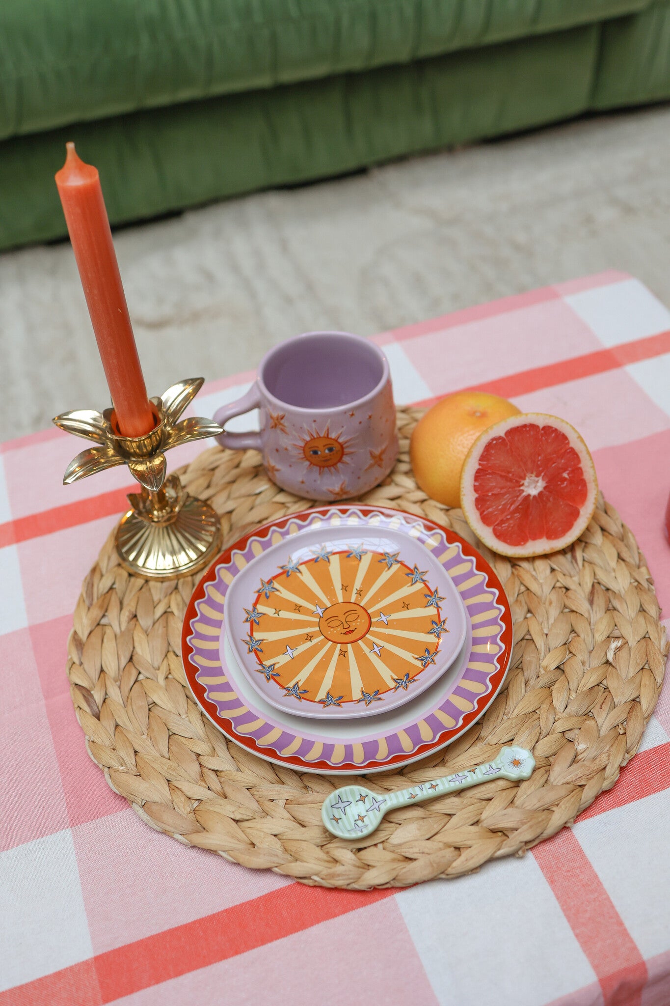 Serving Plate Lilac Sun with Stars