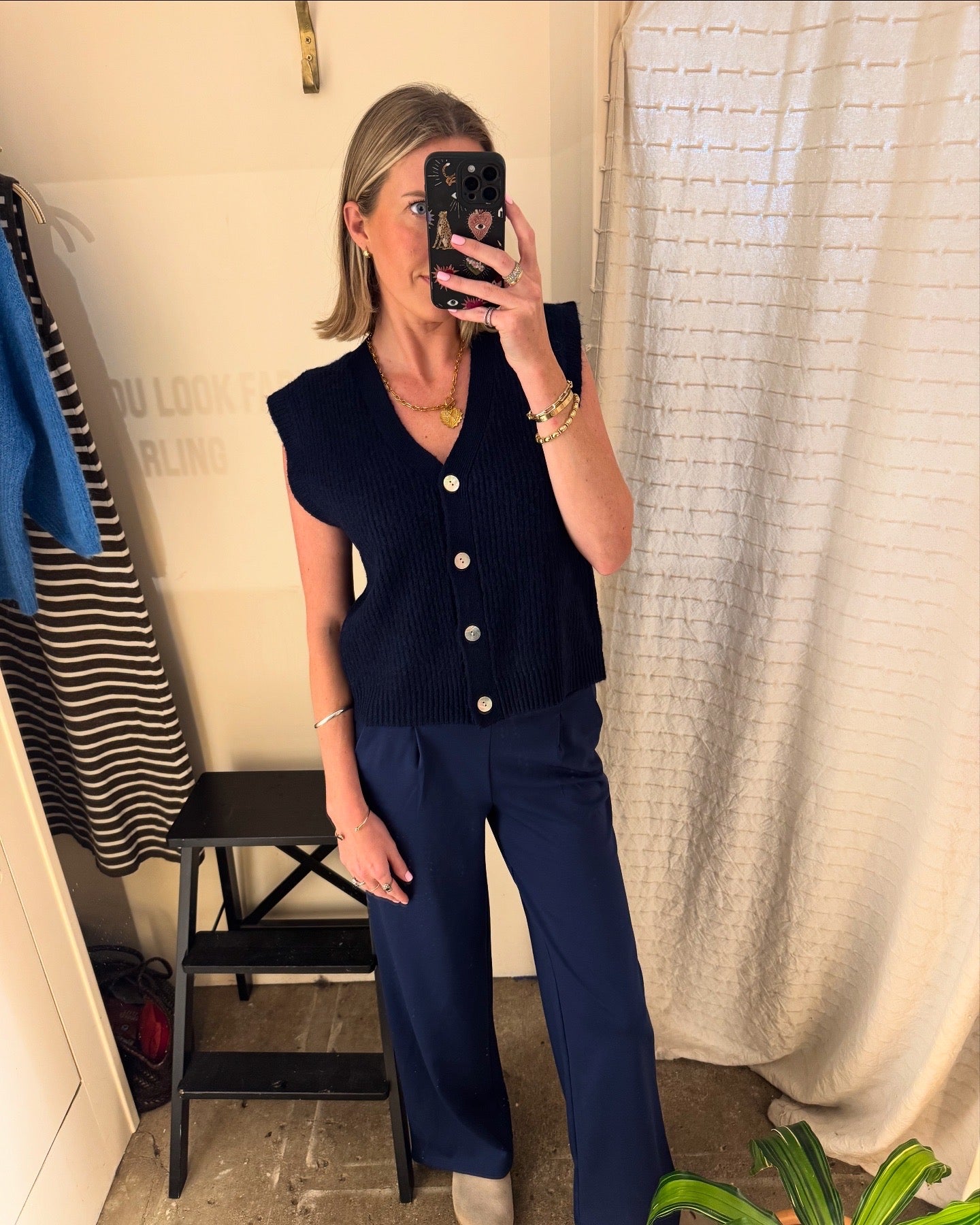 Navy Povoke Waistcoat