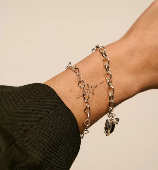 Linked Hearts Bracelet : Silver