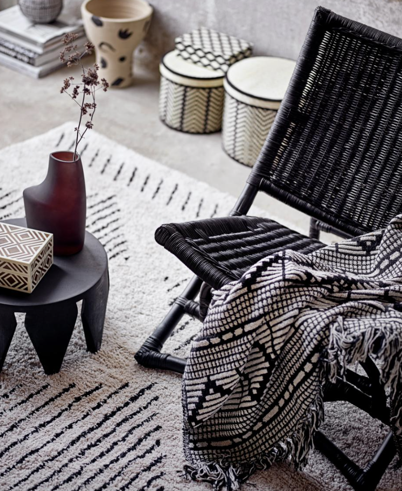 Gutte Throw, Black, Recycled Cotton