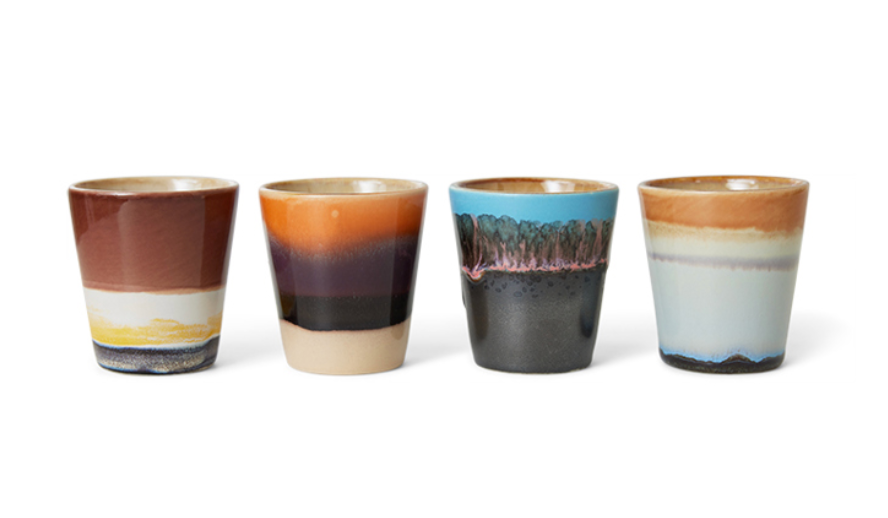 HKliving : 70s ceramics: ristretto mugs, solar (set of 4)