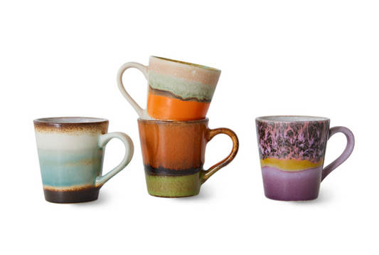 70s ceramics: espresso mugs, retro (set of 4)