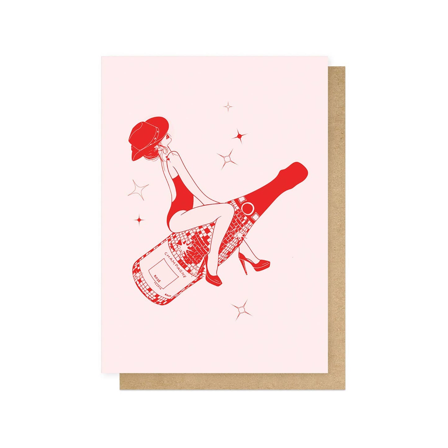 Retro Champagne Greetings Card