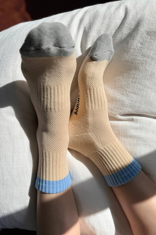 Color Block Girlfriend Socks : Yellow Blue