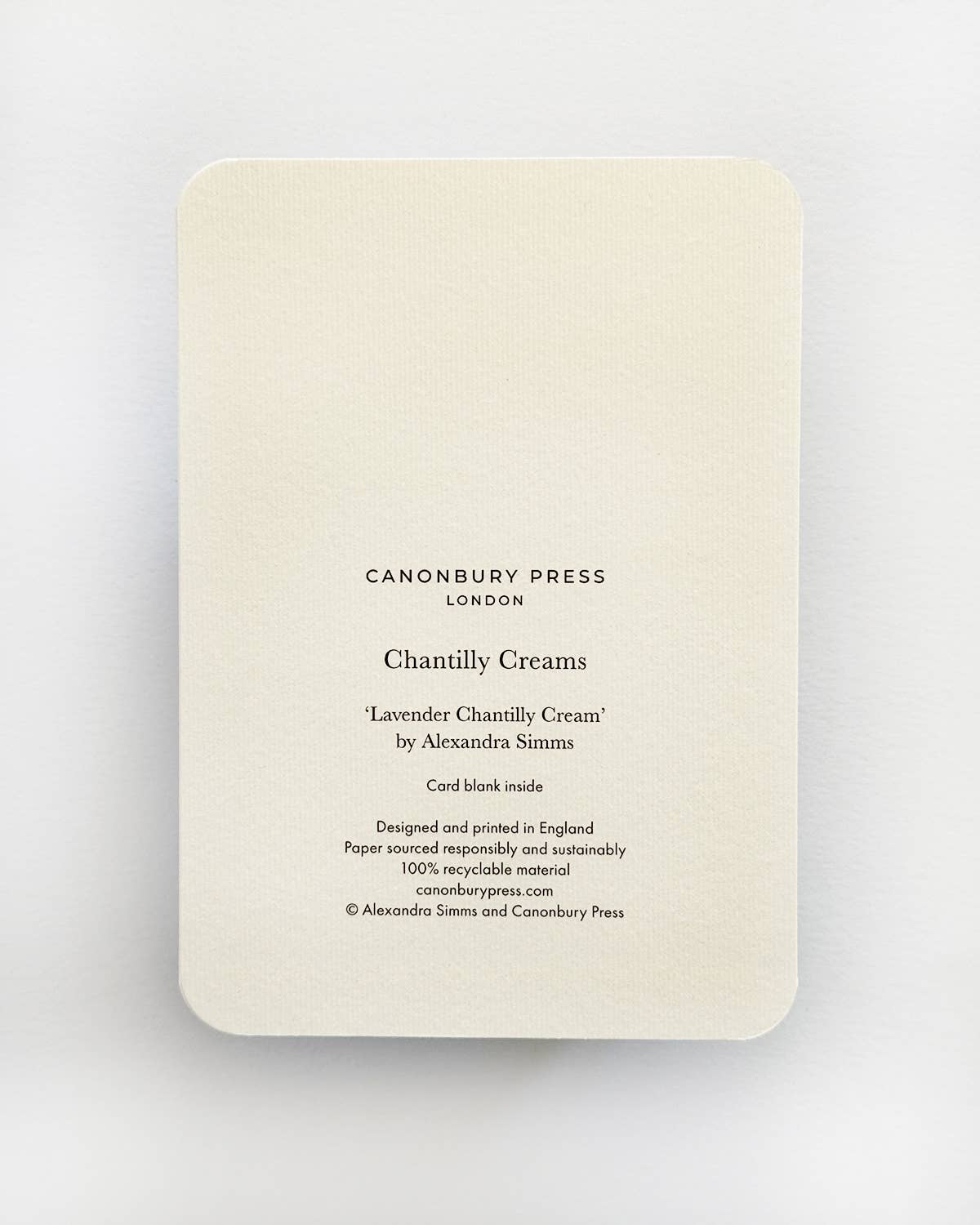 Lavender Chantilly Cream Greeting Card: Individual