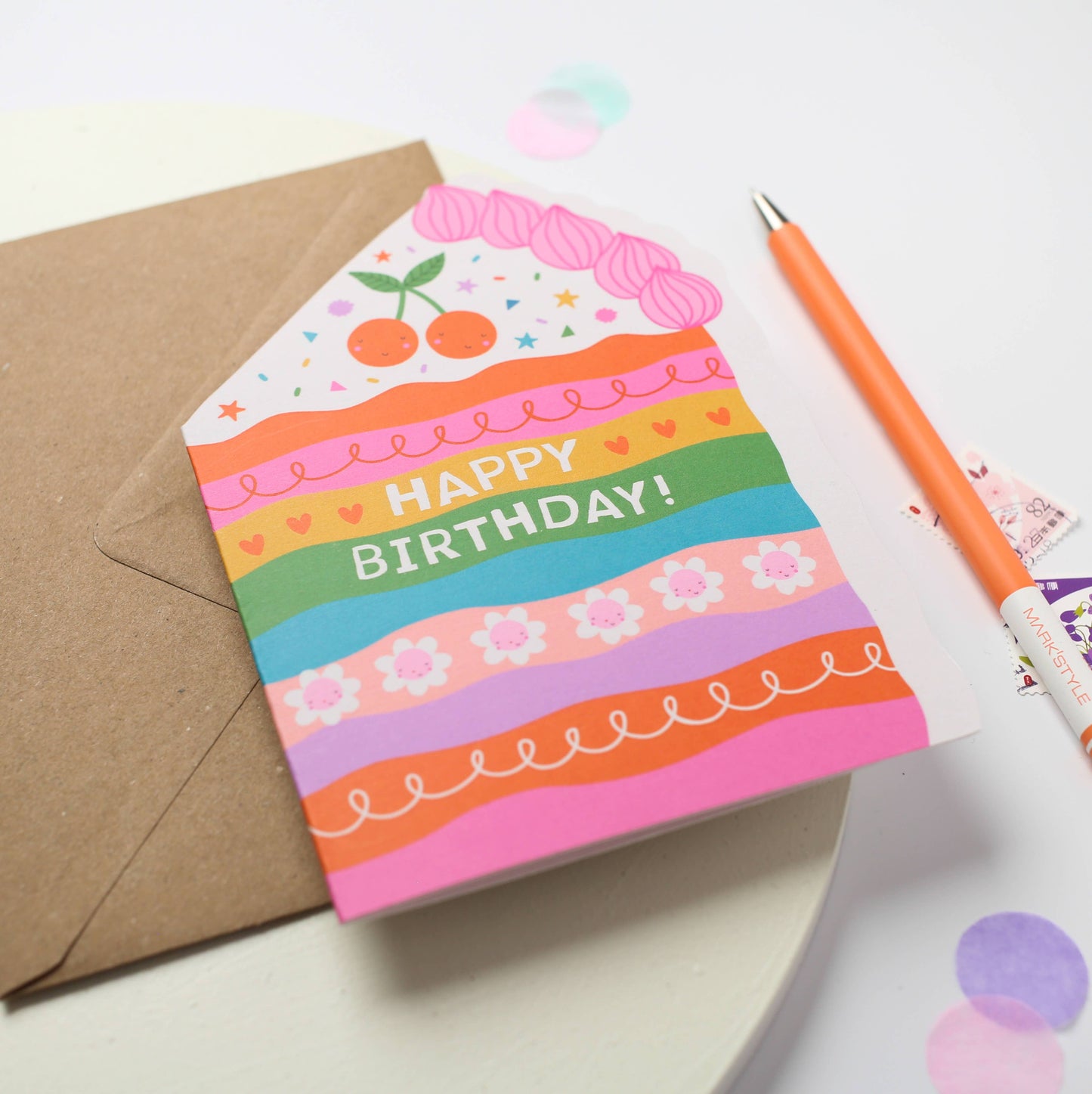 Rainbow Sprinkle Cake Die Cut Luxury Birthday Card For Kids