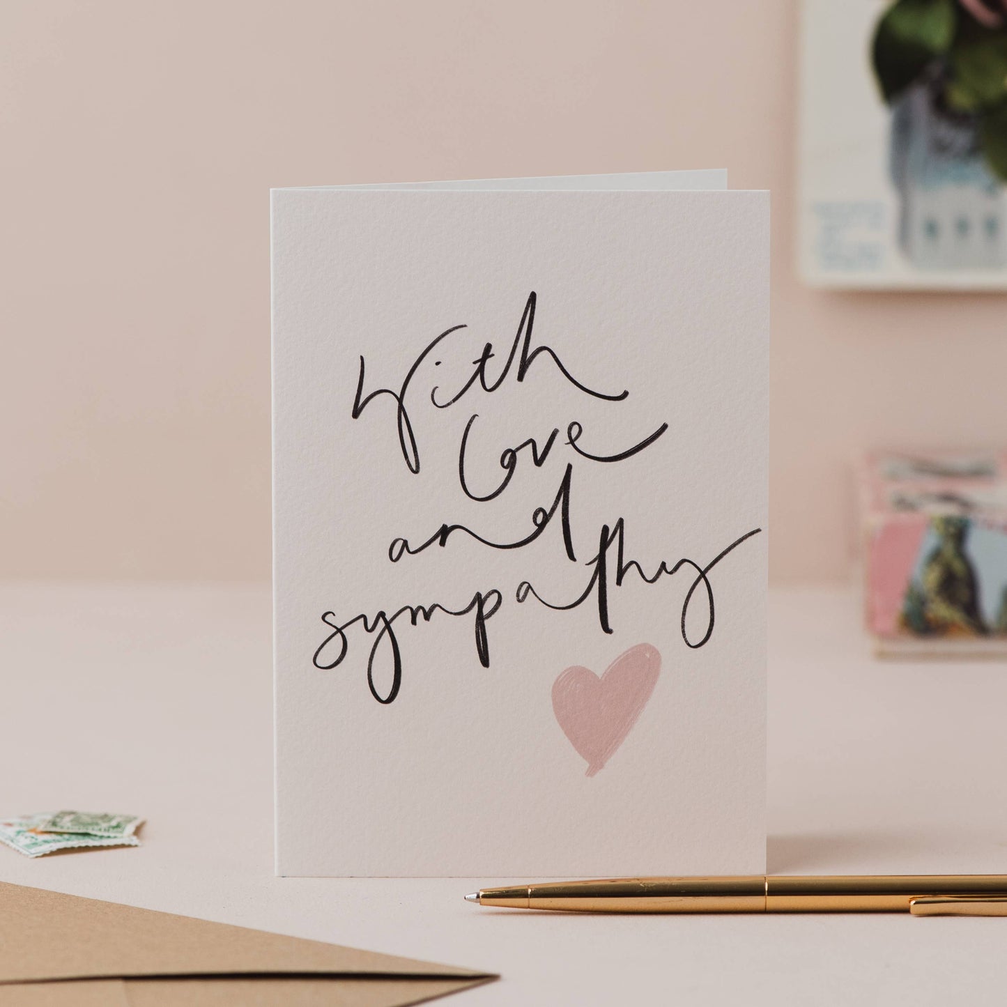 'With Love and Sympathy' Hand Lettered Card: Naked