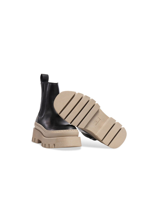 Cream Biker Boot in Black