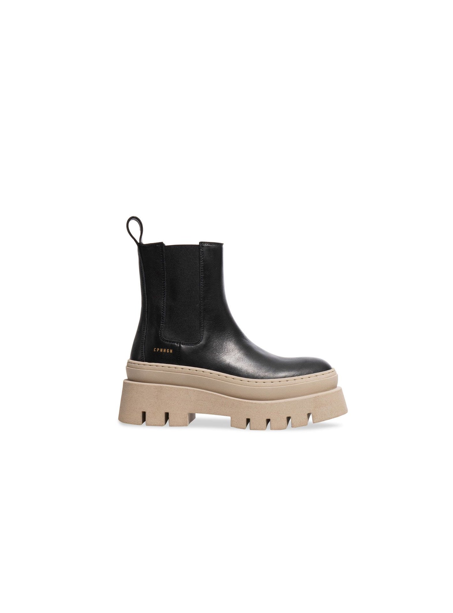 Cream Biker Boot in Black