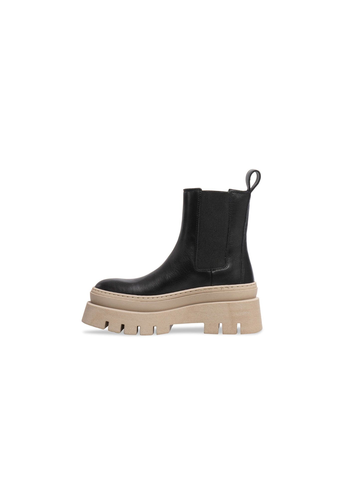 Cream Biker Boot in Black