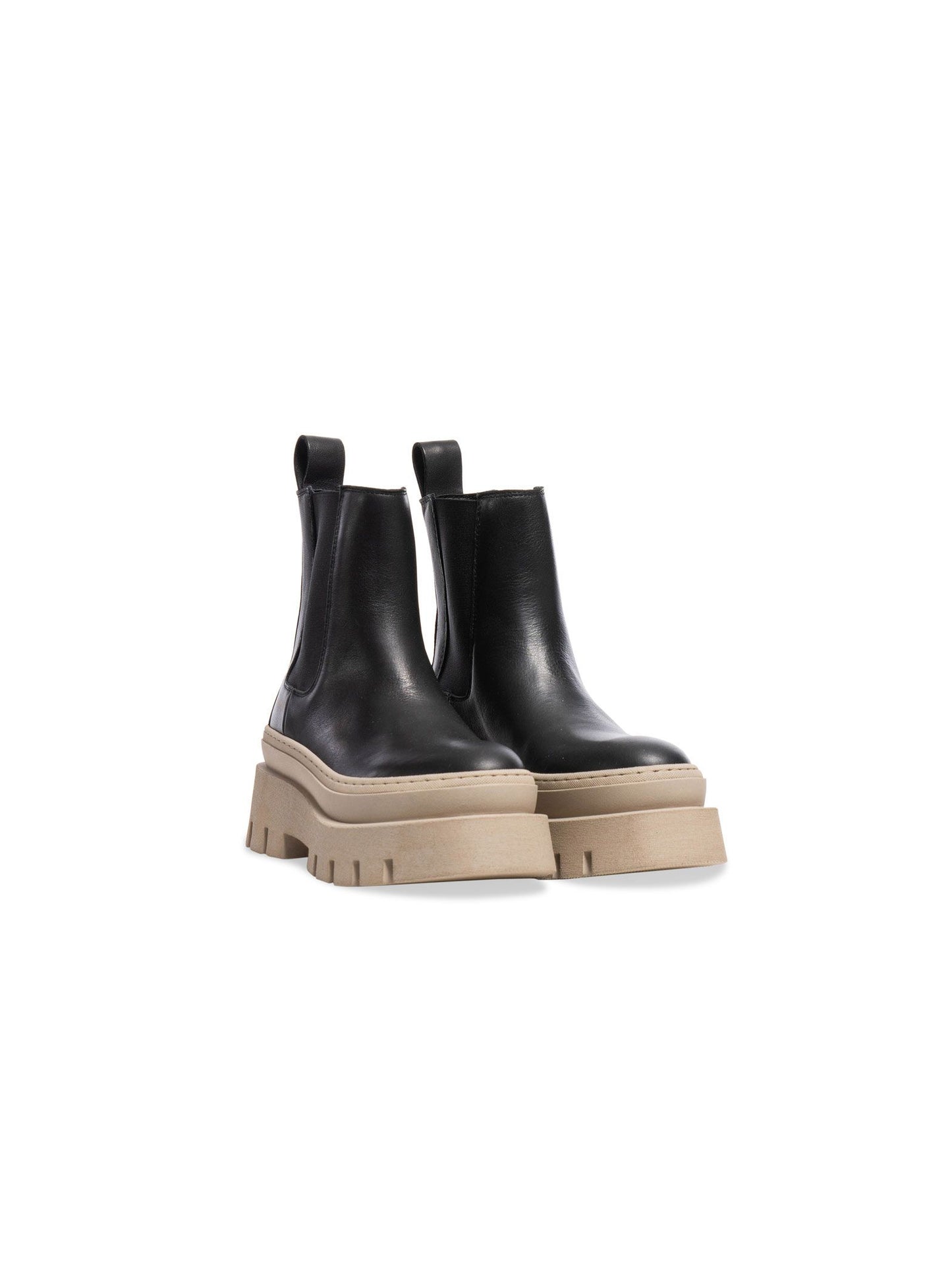 Cream Biker Boot in Black