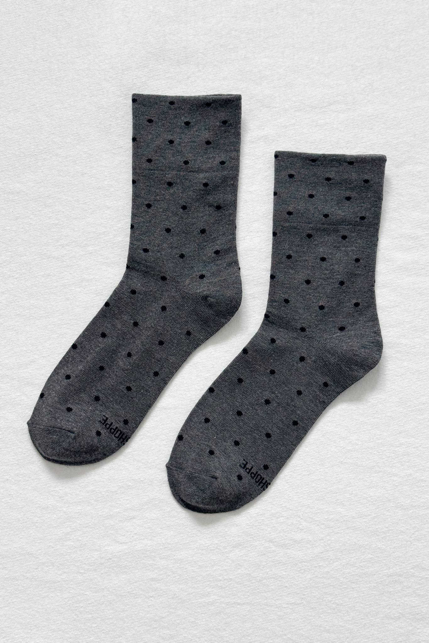 Sneaker Socks: Polka Dot - Charcoal/Black