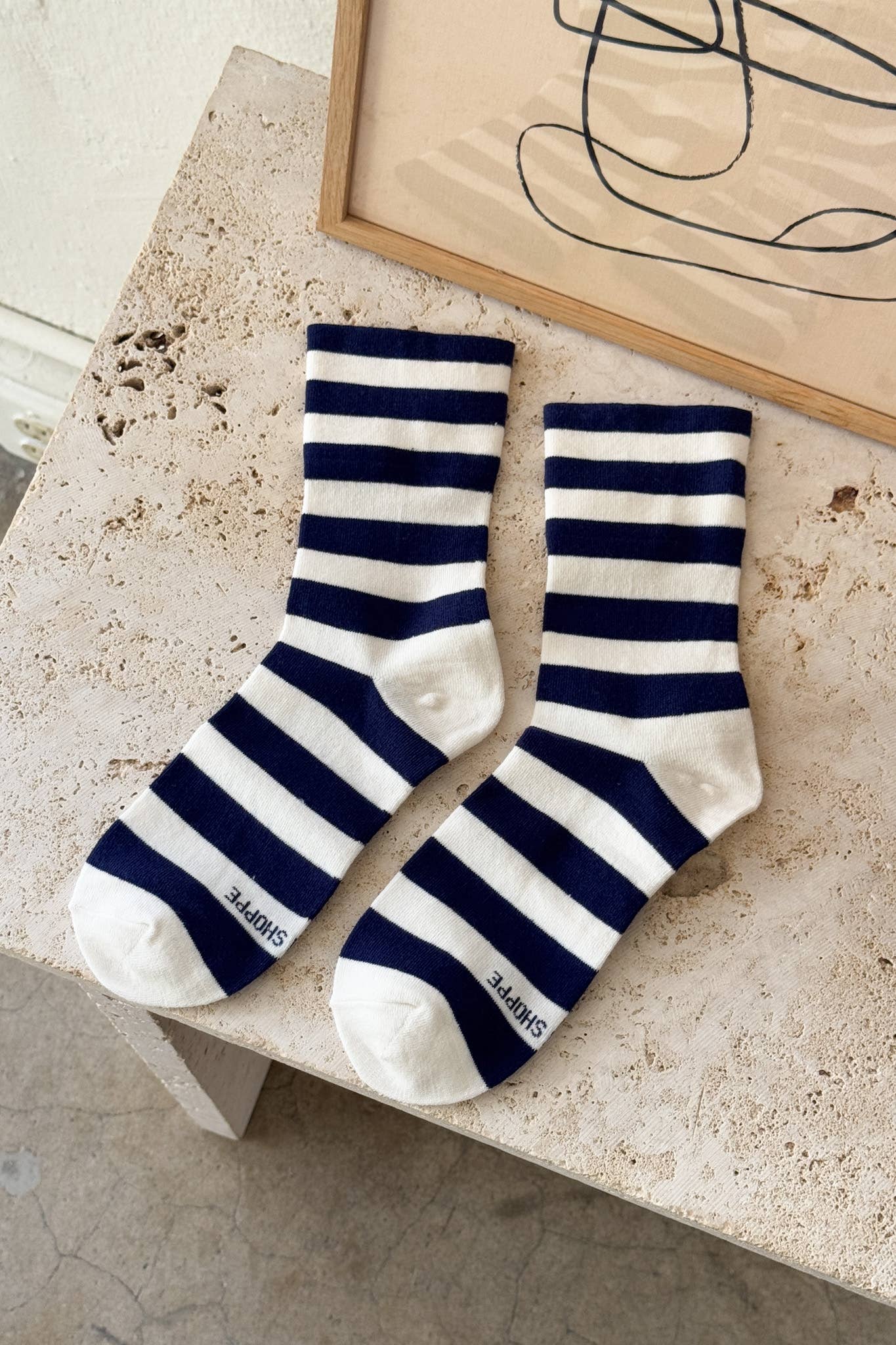 Wally Socks: Wide / Navy Stripe