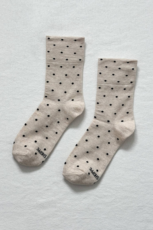 Sneaker Socks: Polka Dot - Oatmeal / Black