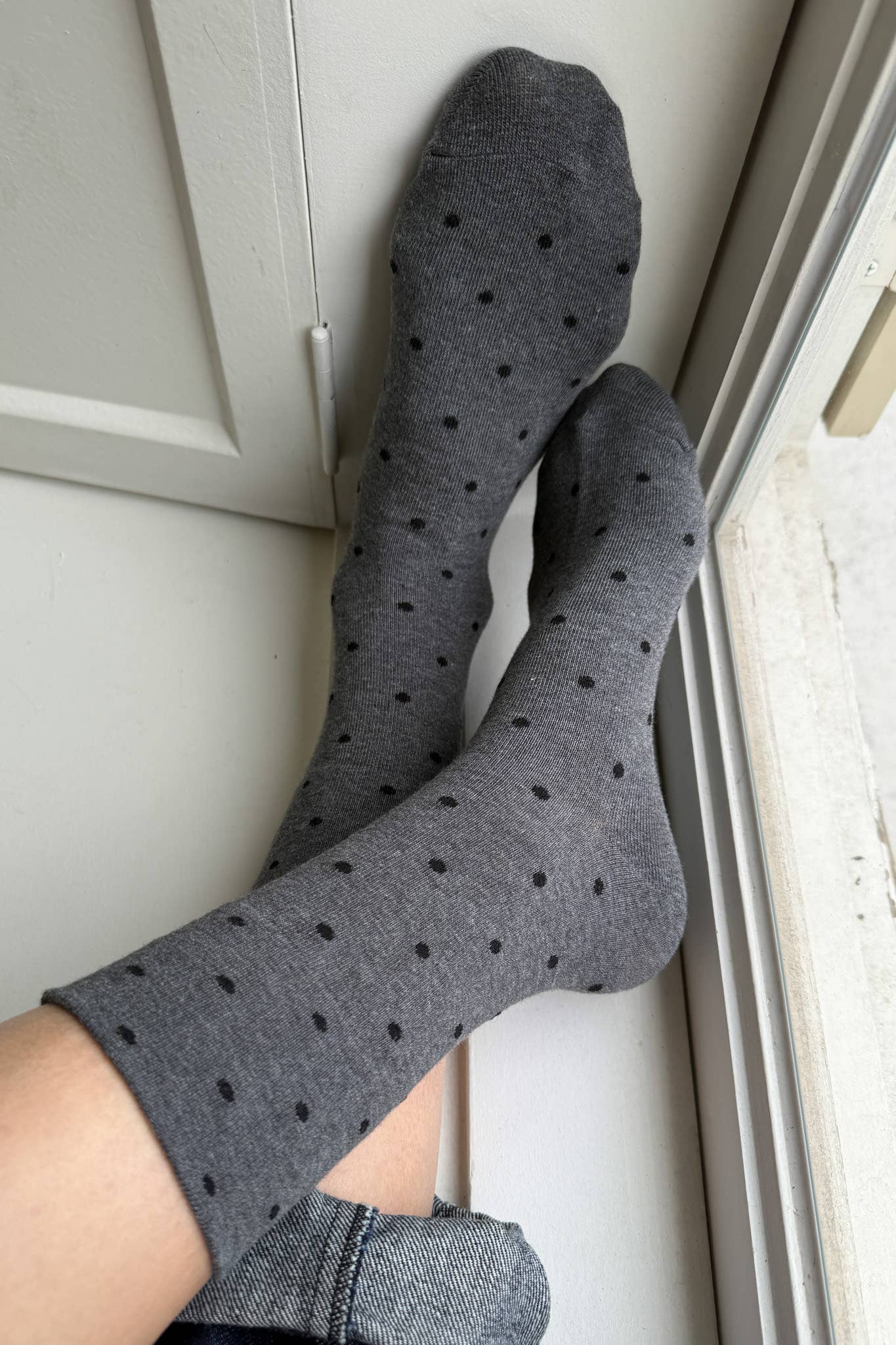 Sneaker Socks: Polka Dot - Charcoal/Black