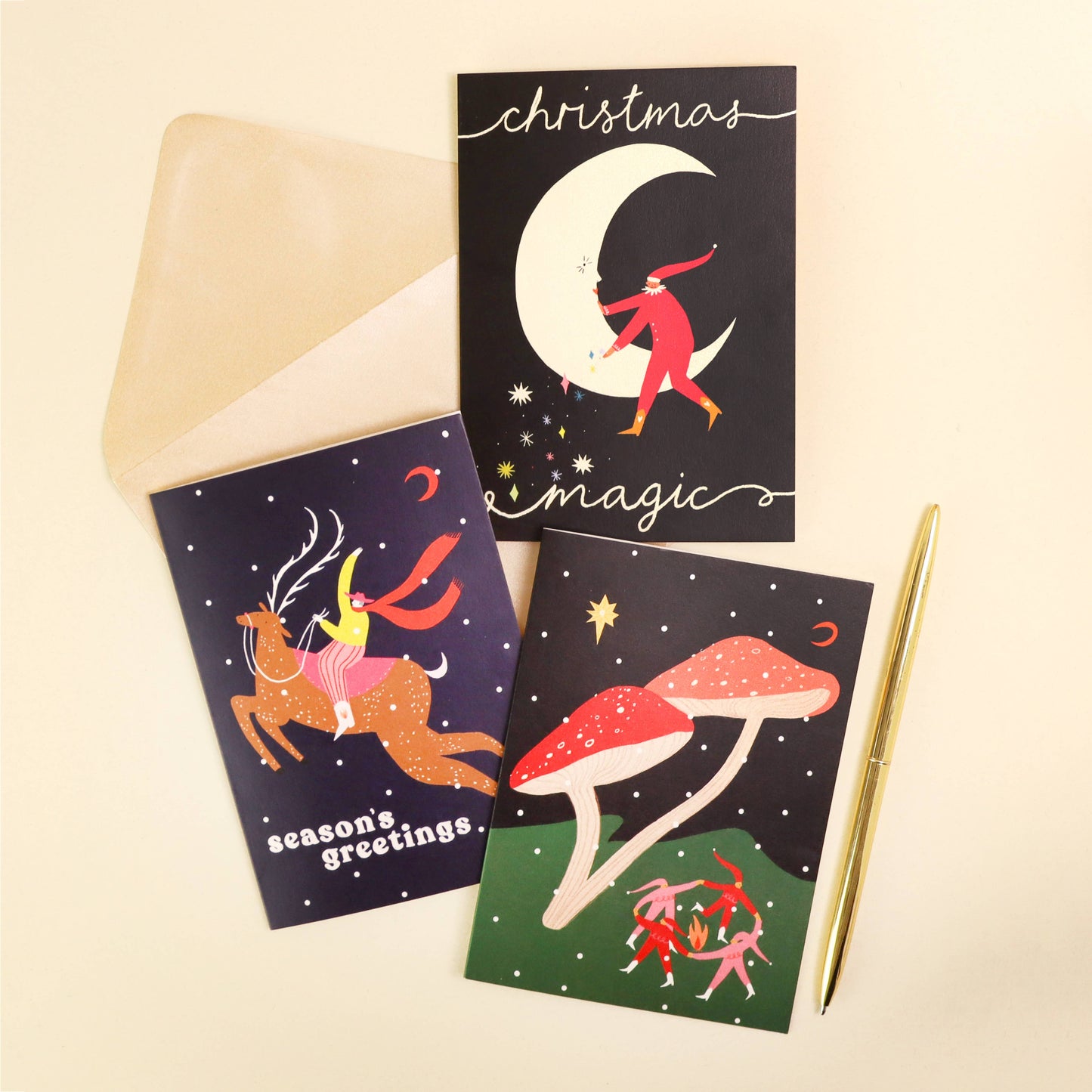 Season’s Greetings Cowboy Christmas Card | Folky | Reindeer